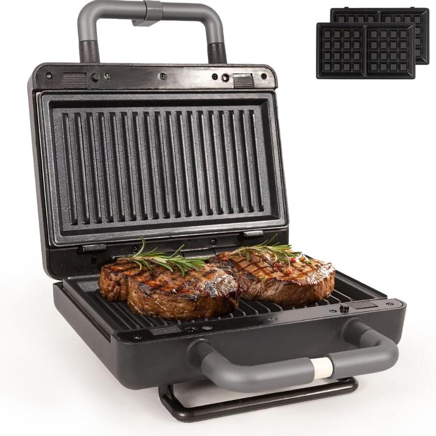 ApexArte Elektrische Grill Contactgrill Panini Snelle Maaltijden Dubbele Grill Oppervlak