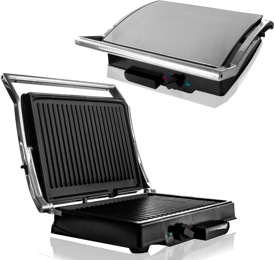 ApexArte Elektrische Grill Contactgrill Panini Snelle Maaltijden Dubbele Grill Oppervlak
