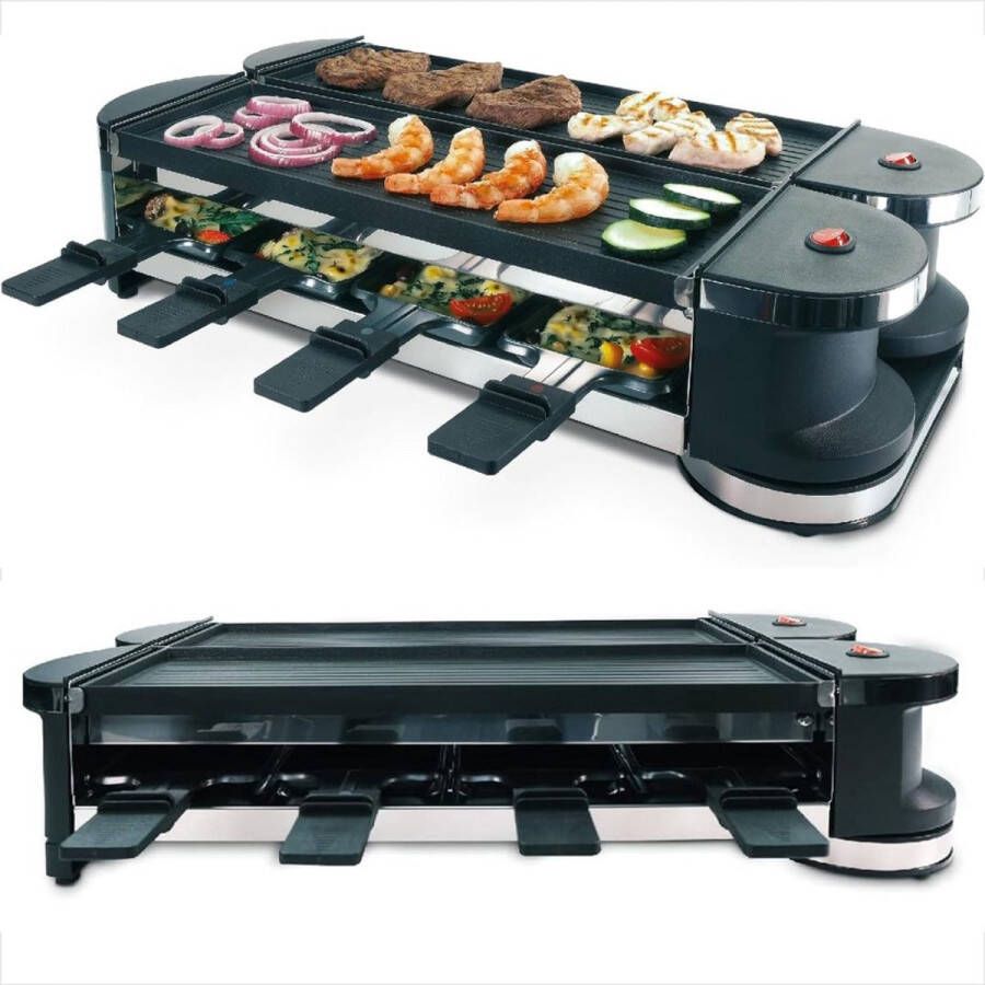 ApexArte Gourmetstellen Raclette Teppanyaki Bakplaat Zwart