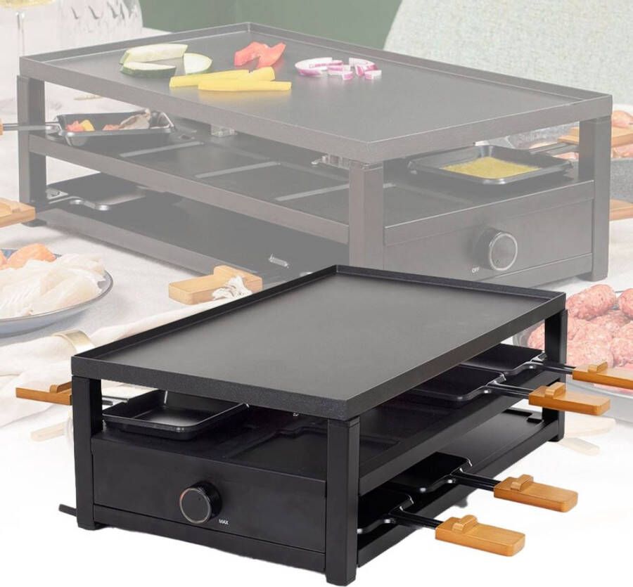 ApexArte Gourmetstellen Raclette Teppanyaki Bakplaat -Zwart