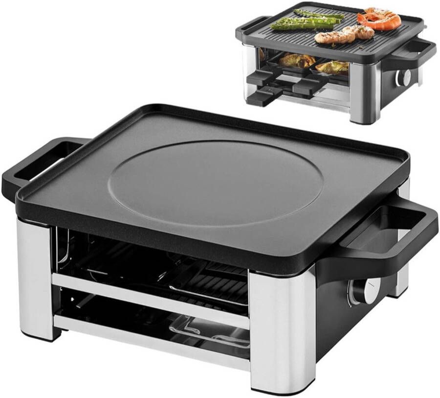 ApexArte Gourmetstellen Raclette Teppanyaki Bakplaat Zwart