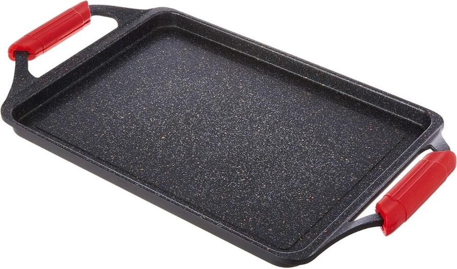 ApexArte Grillplaat Inductie Bakplaat Gietijzer Zwart en Rood