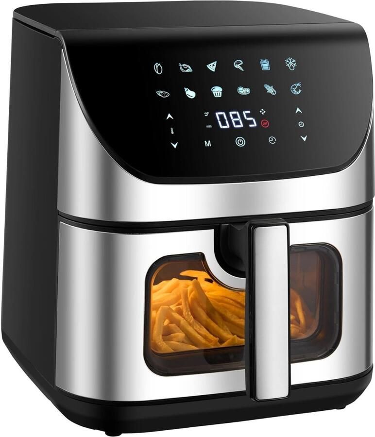ApexArte Heteluchtoven Oven Airfryer Oven Zilver met Zwart