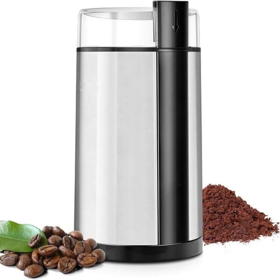 Koffiemolen Electrisch Koffiebonen Maler Koffiebonen Machine Zwart en Zilver