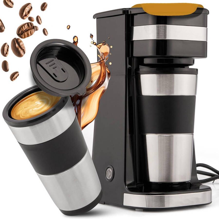 ApexArte Koffiezetapparaat met Thermoskan Koffiemachines Zwart en Grijs