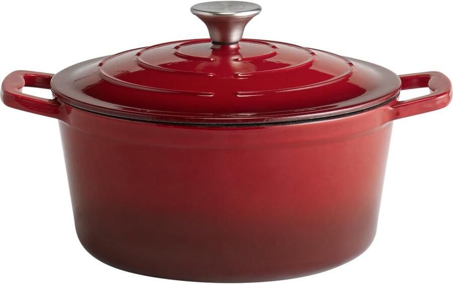 APS Dutch Oven 5 Stars gietijzeren braadpan met deksel rood Ø 25 cm 4 liter
