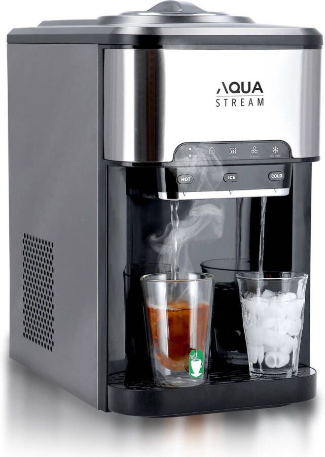 AQUA STREAM 3 in 1 waterdispenser: ijsblokjesmachine heetwaterdispenser en waterkoeler 20kg 24h water connection version
