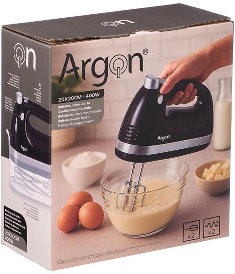 Argon Handmixer Zwart Inclusief Garden en Deeghaken 400 W