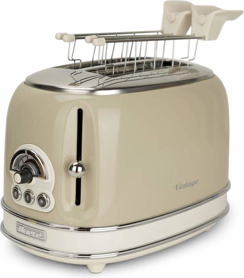 Ariete 0155 03 Vintage broodrooster 2 sneden met tosti-klemmen 810 Watt beige - Foto 2