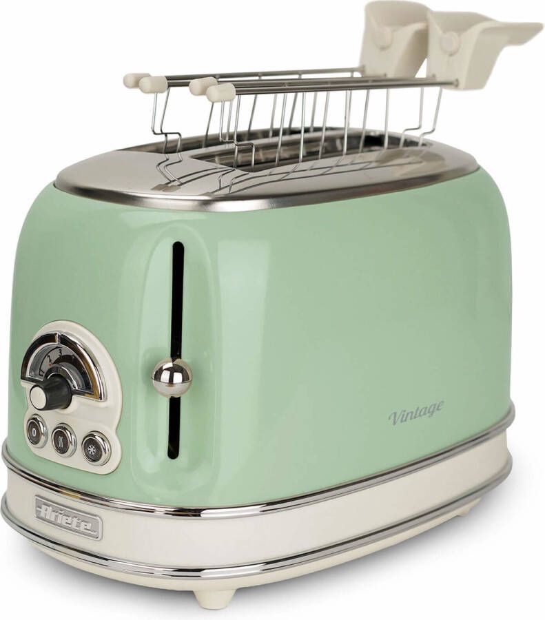 Ariete 0155 04 Vintage broodrooster 2 sneden met tosti-klemmen 810 Watt groen