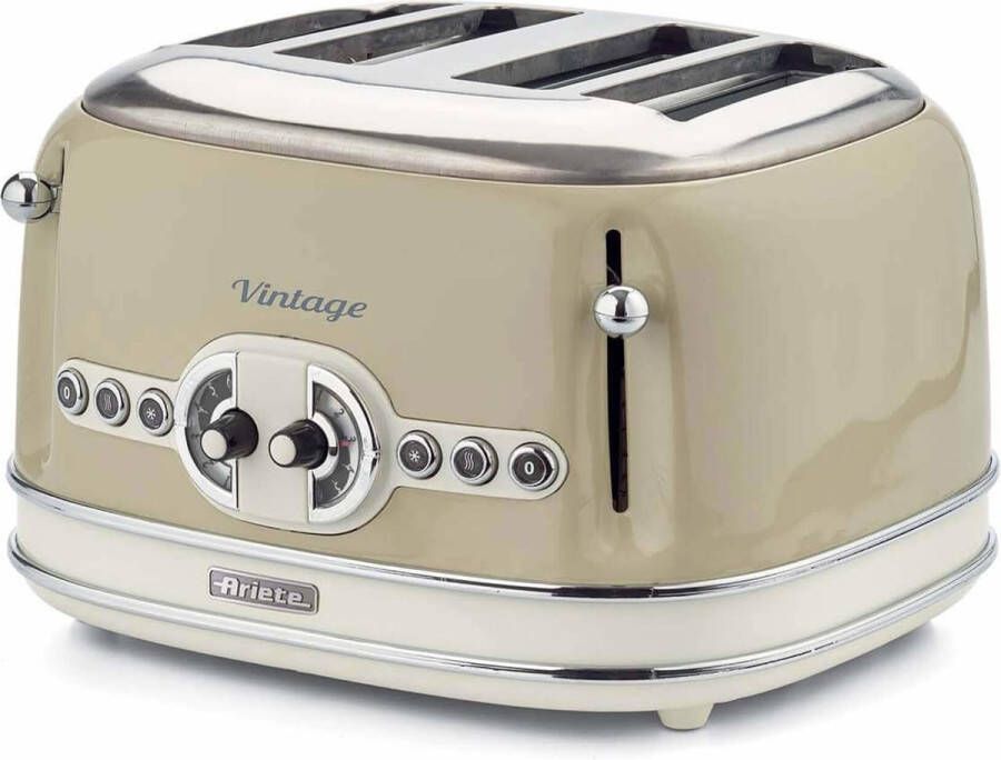 Ariete 0156 03 Vintage broodrooster 4 sleuven 1630W 6 standen Beige