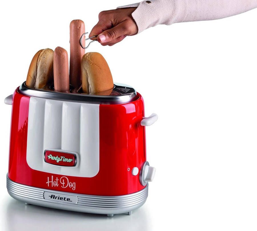 Ariete 0206 00 50's Style Hotdog maker 650 Watt 2 Sleuven Rood