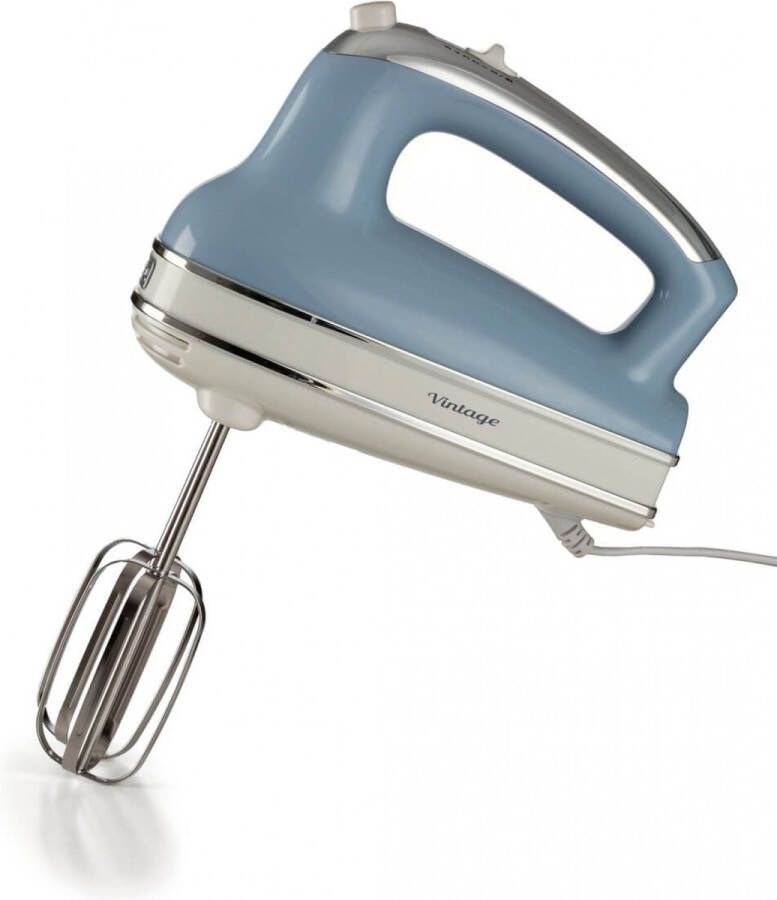 Ariete 1548 05 Vintage handmixer 5 snelheden Turbofunctie deeghaken & gardes 450 Watt Blauw