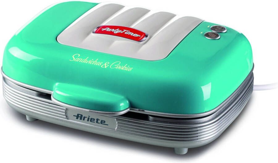 Ariete 1972 01 50's Style tosti apparaat ook voor donuts & muffins 700W 3 verwisselbare platen licht blauw