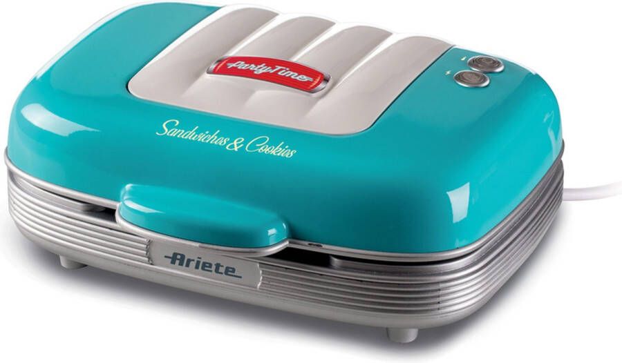 Ariete 1972 01 50's Style tosti apparaat ook voor donuts & muffins 700W 3 verwisselbare platen licht blauw