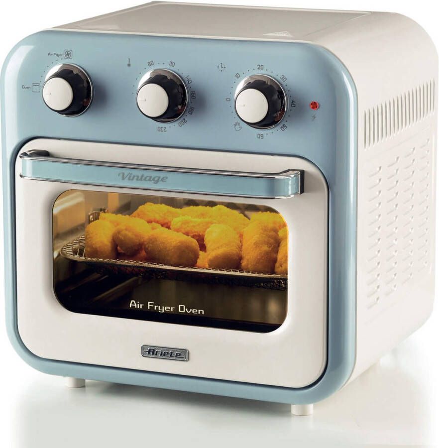 Ariete 4632 05 Vintage Airfryer & Oven 16 liter 1400 Watt timer draaispit roterende mand blauw - Foto 2