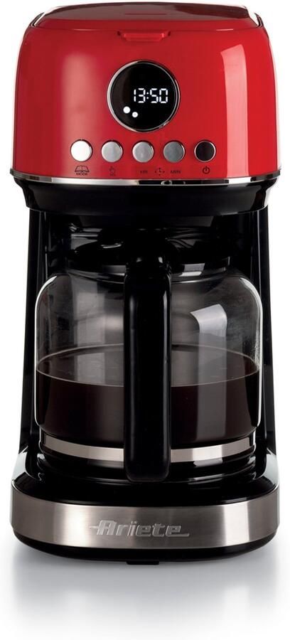 Ariete 1396 Modern Filter Koffiezetapparaat Amerikaanse Koffie Verwarmingsbasis LCD Display Rood