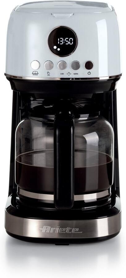 Ariete 1396 Modern Filter Koffiezetapparaat Amerikaanse Koffie Verwarmingsbasis LCD-scherm Wit