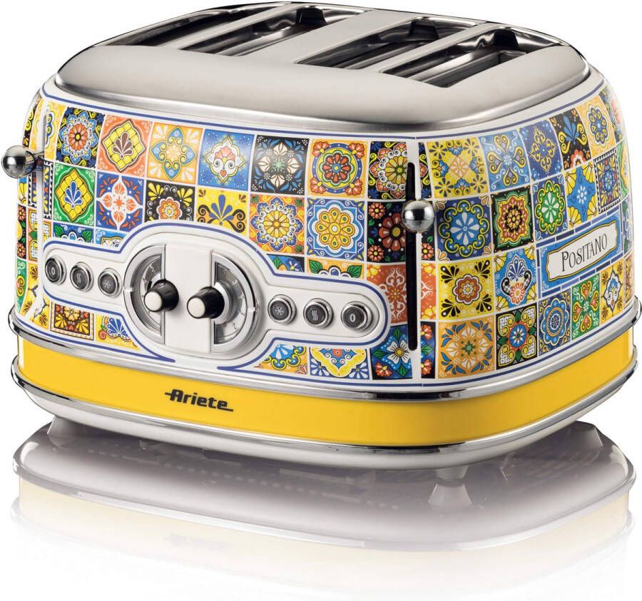 Ariete Positano 0156 OP Italiaans design broodrooster 4 sleuven 1630W 6 standen