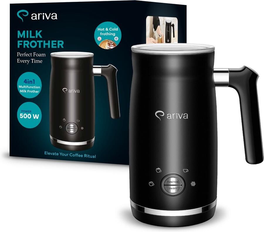 Ariva -4 in 1-Elektrische melkopschuimer-Schuim voor cappuccino latte en frappe warme chocolademelk in 1 minuut