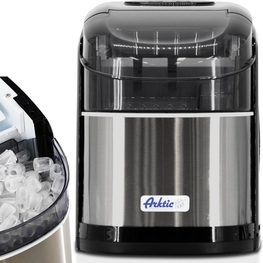Arktic Compacte ijsblokjesmachine – kogelvormige ijsblokjes – 12 kg per dag – roestvast staal – zonder wateraansluiting
