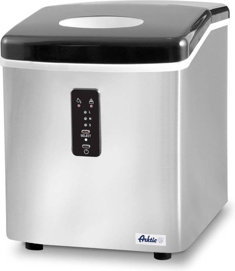 Arktic Compacte ijsblokjesmachine – roestvrij staal – 12 kg per dag – 3 maten ijsblokjes