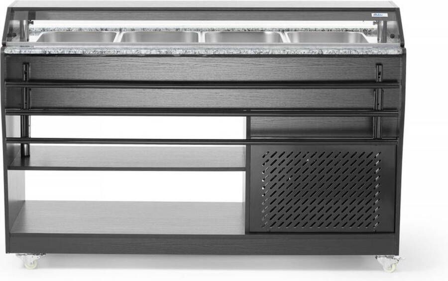 Arktic Gekoeld Buffet Hout RVS 4x 1 1 GN +2°C +10°C Statisch Verlichte Liftkap Wielen 1490x765x1370mm - Foto 2