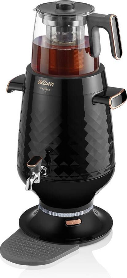 Arzum Ehlikeyf Samovar AR3083-0100 Zwart Turkse Theemachine 3.5 + 1.2 liter Led-indicator 2200 W