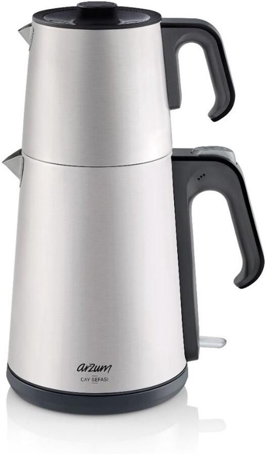 Arzum Cay Sefasi Elektrische Theepot AR3069-0600 Inox 1.8L + 1.2L Led-indicator 360° basis 1650W