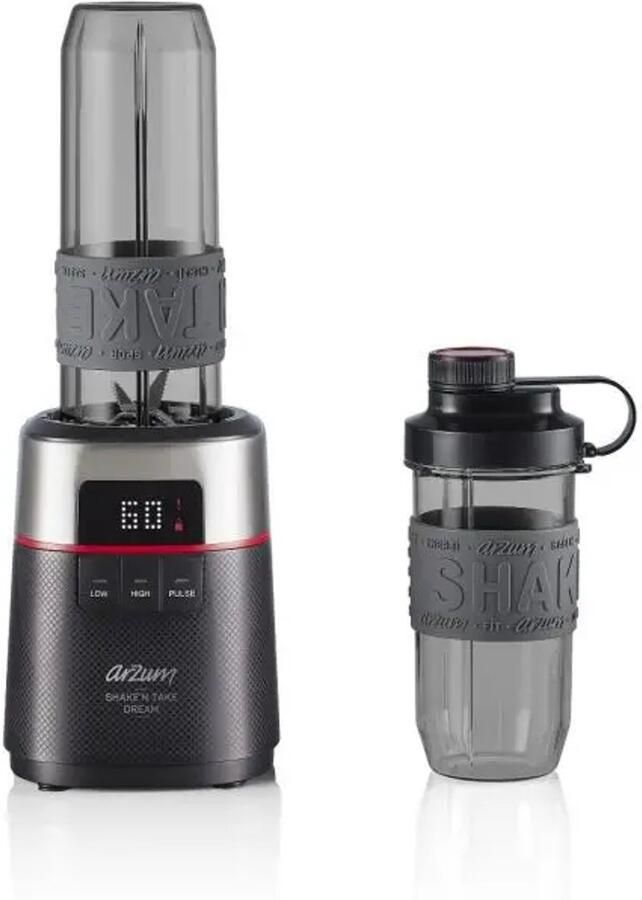 Arzum Shake 'n Take Dream Blender AR1148-0100 Zwart Mini blender 500W 2 Drinkflessen