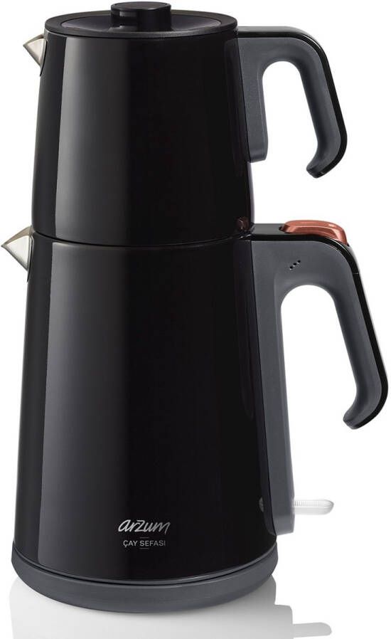Arzum Elektrische Theepot AR3080-0100 Zwart 1.8L + 1.2L Led-indicator 360° basis 1650 W