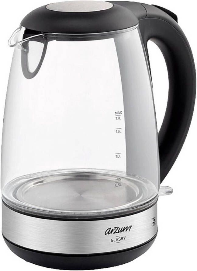 Arzum Glassy Waterkoker AR3071-3200 Zwart RVS 1 7 l 2200W Led-indicator Warmhoudfunctie