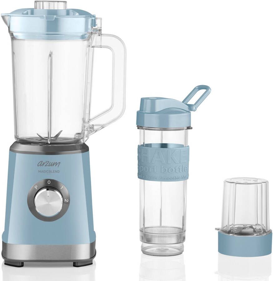 Arzum Magicblend Blender Blauw AR1159 1000W Glazen kan 1 5L