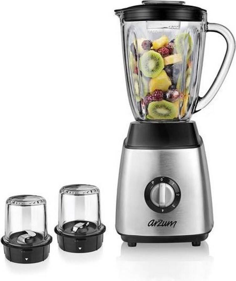Arzum Maxiblend AR1056 Glazen Blender 1.6 Liter Zwart Roestvrijstaal 600 W