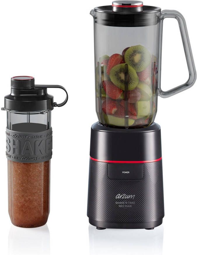 Arzum Shake 'n Take Neo Maxi Blender AR1174-0100 Zwart 500W 1000ML kan 570ML drinkfles