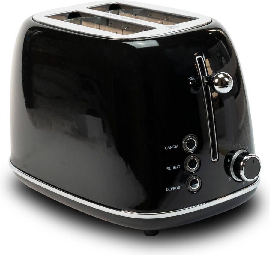 Asawa Broodrooster met Tostiklemmen – Toaster – Retro – 2 Extra brede sleuven – 3 standen 6 niveau s – Volledig RVS – Zwart – 850W - Foto 3