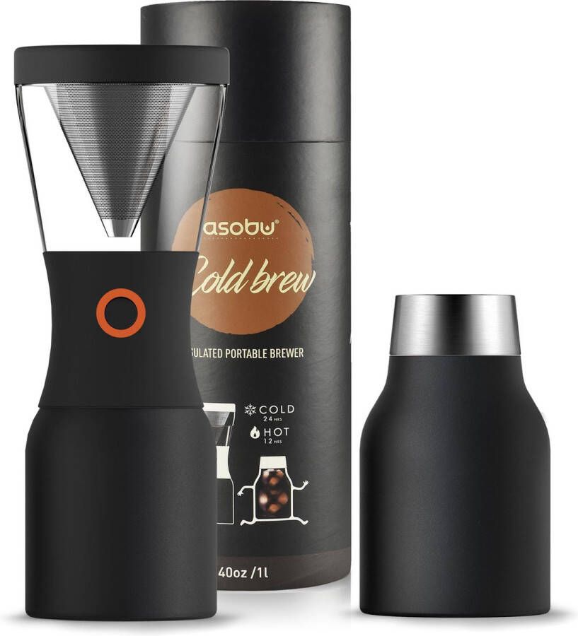 Asobu Cold Brew Koffiezetapparaat 1L RVS & Kunststof Zwart
