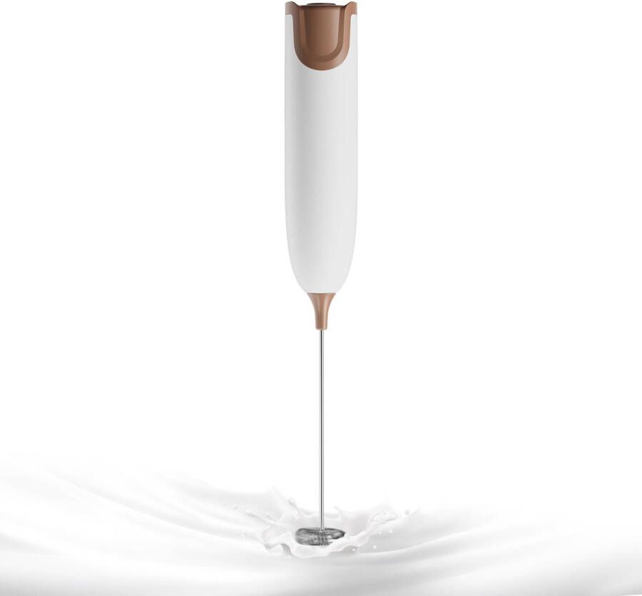 OBOSOE Handheld elektrische melkopschuimer mini-blender elektrische mixer koffieopschuimer ideaal voor koffie matcha warme chocolademelk batterijgevoede opschuimer (batterijen niet inbegrepen) wit