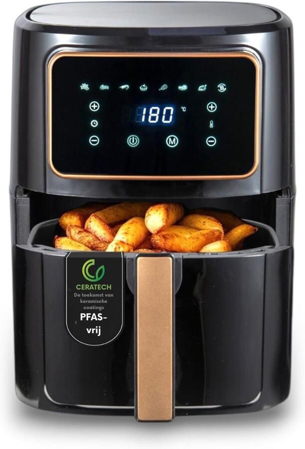 Aura Airfryer XXL Mini-oven Heteluchtfriteuse 6.9L 8 Programma's Zwart ‎36cm x 40cm x 36cm