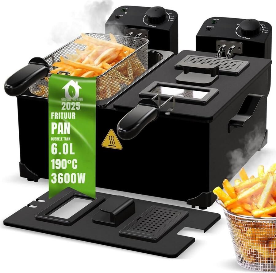 Aura Frituurpan 3 liter Frituurpan Zwart ‎41cm x 41cm x 23cm