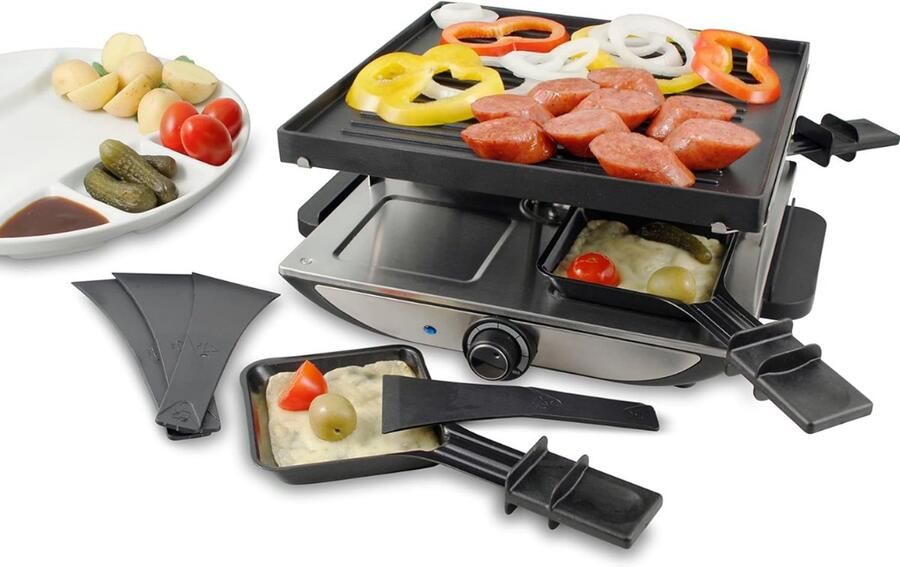 Aura Gourmetstel 4 personen Gourmetstellen Gourmet Zwart en Zilver -‎ 26cm x 30cm x 13cm