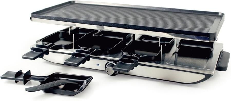 Aura Gourmetstel 8 personen Gourmetstellen Gourmet Zwart en Zilver -‎ 26cm x 51cm x 13cm