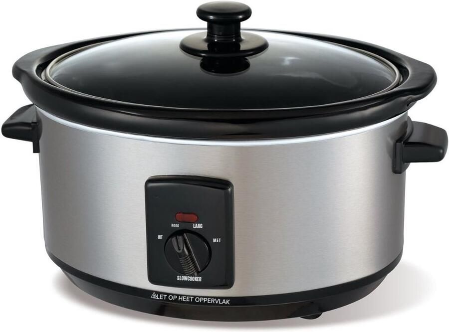 Aura Slowcooker met timer Slowcooker Crockpot Zilver ‎33cm x 23cm x 25cm