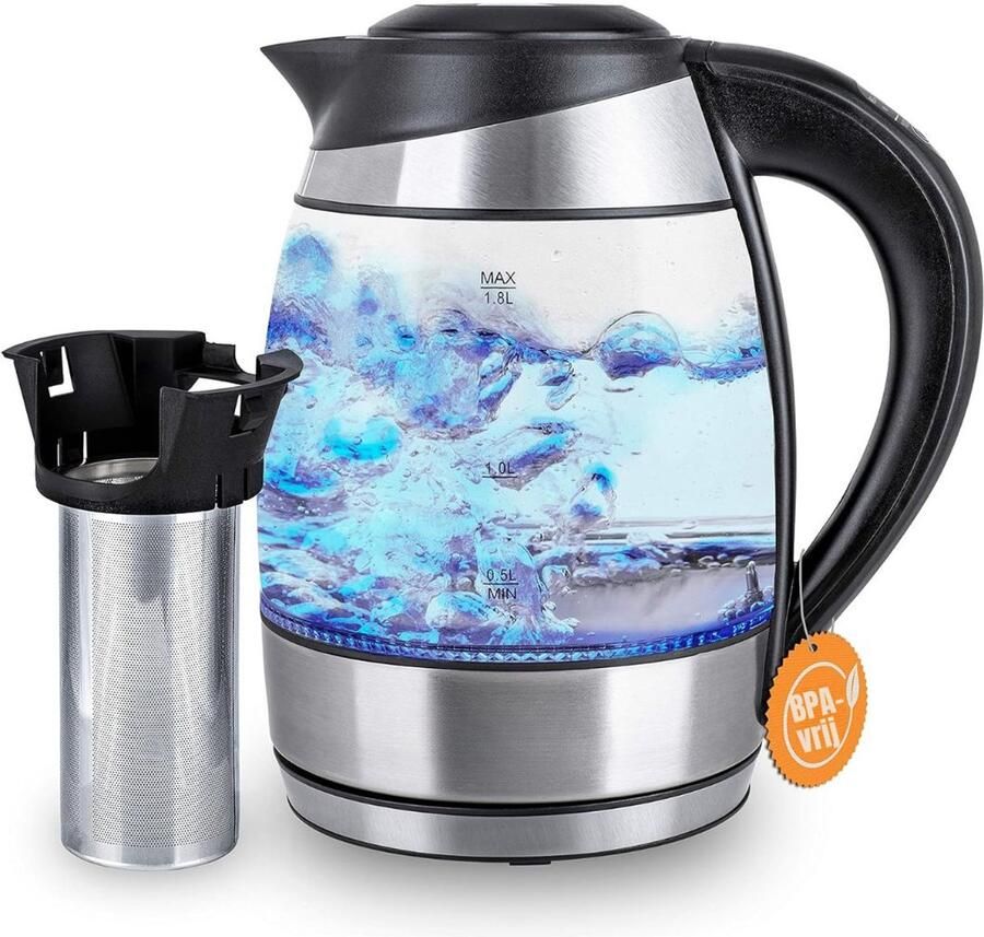 Aura Waterkoker glas Waterkoker Zilver ‎20cm x 13cm x 21cm