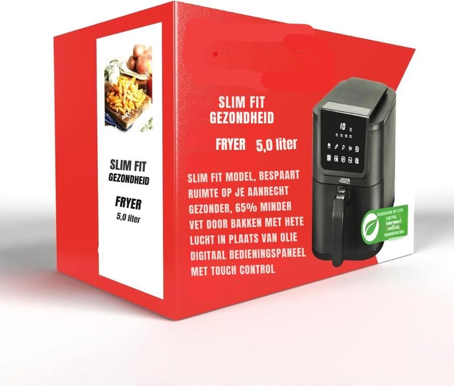 Aurixi Airfryer xl Airfryer xxl Heteluchtfriteuse 5 Liter met keramische antiaanbaklaag Zwart 29cm x 23cm x 40cm