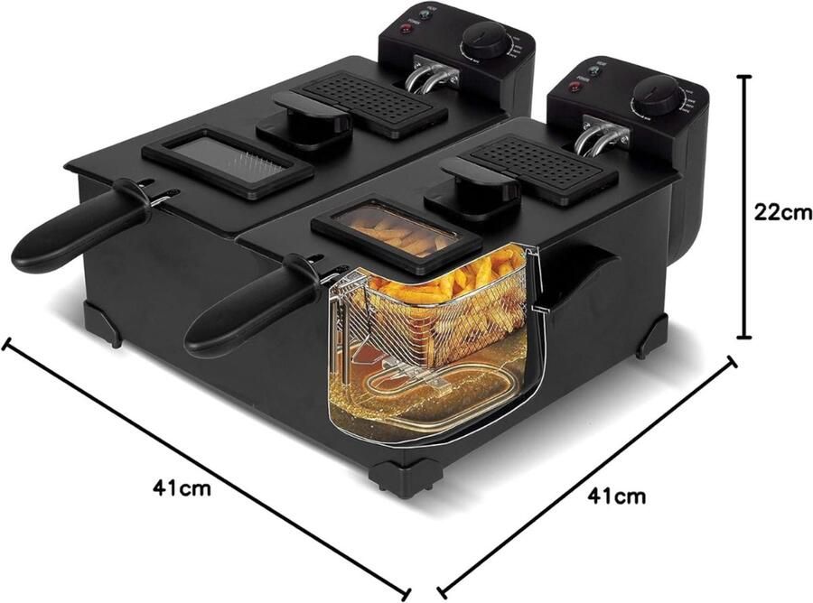 Aurixi Frituurpan 3 liter Frituurpan Zwart ‎41cm x 41cm x 23cm