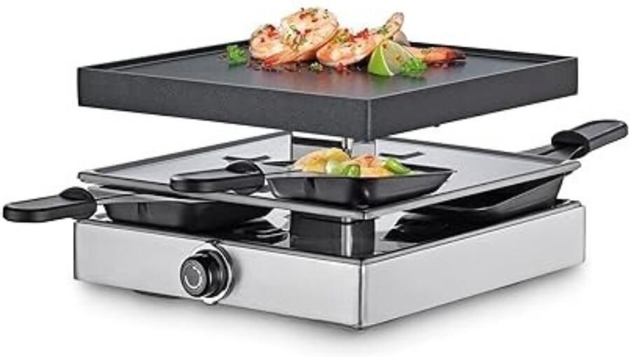 Aura Gourmetstel 4 personen Gourmetstellen Gourmet Zilver 22cm x 14cm x 22cm