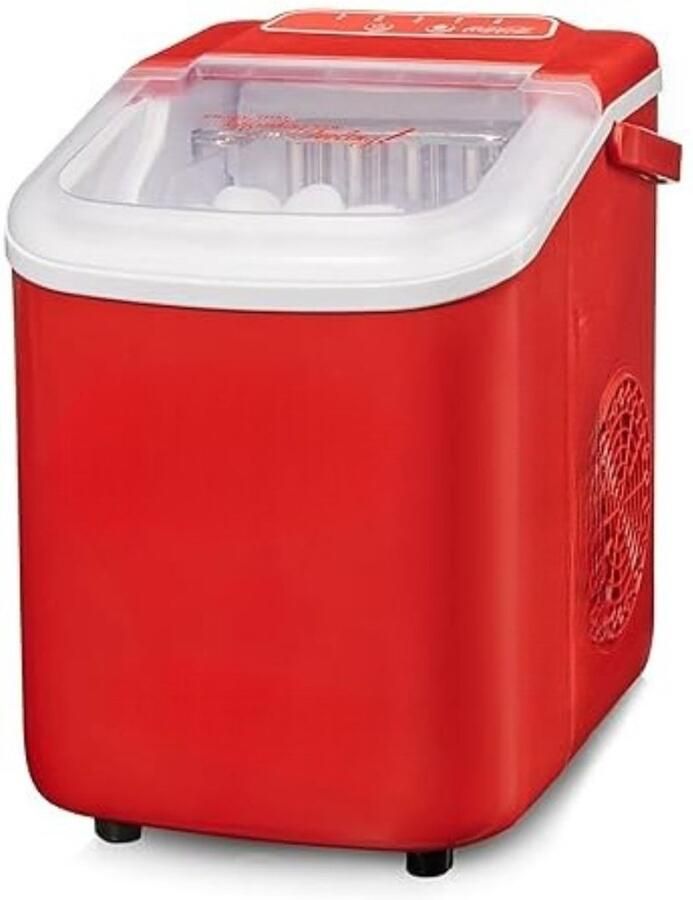 Aurixi Ijsblokjesmachine Draagbare Ijsblokjesmaker Ijsblokmaker Rood 29cm x 23cm x 30cm