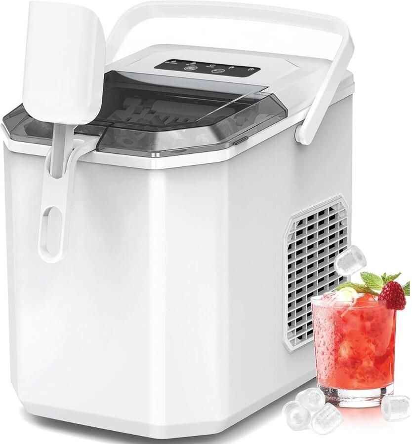 Aurixi Ijsblokjesmachine Zelfreinigende Ijsblokjesmaker Ijsblokmaker Wit 30cm x 23cm x 29cm