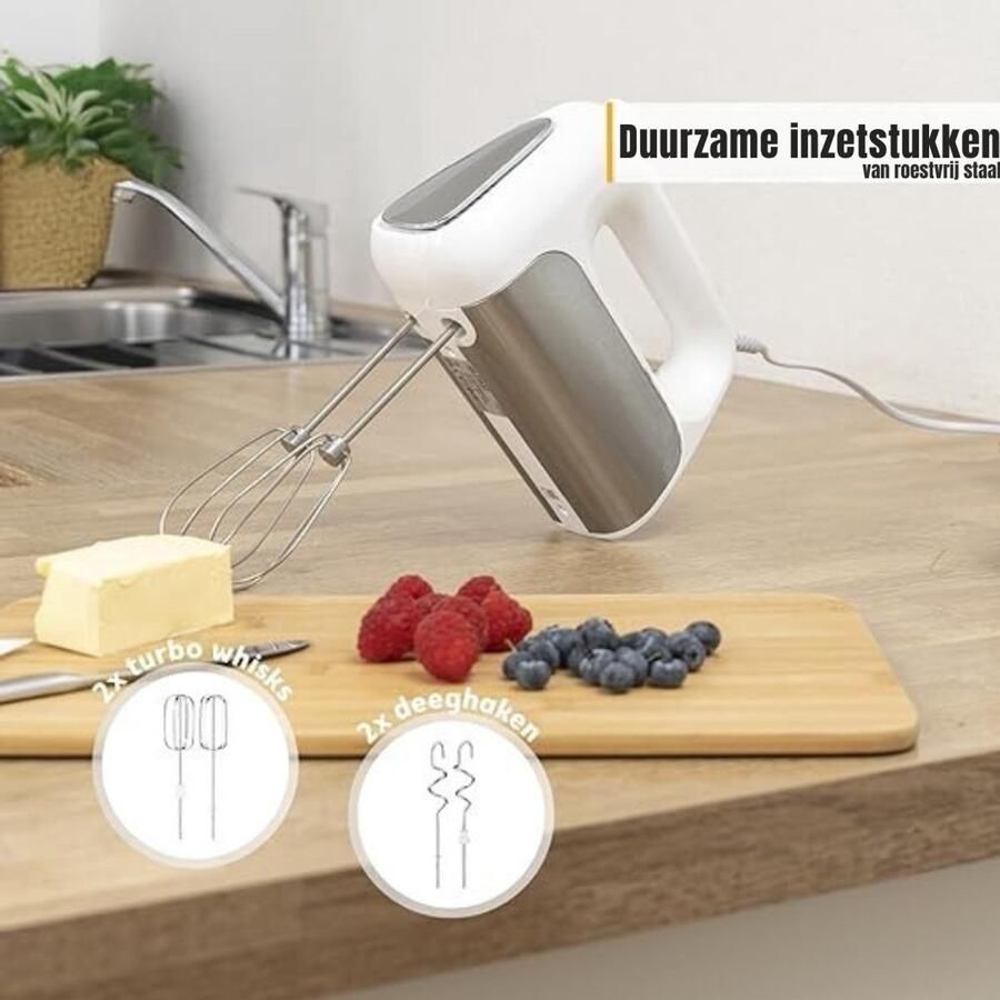Aurixi Mixer met Mengkom Keukenmachine Mixer 6 Liter Mengkom wit- ‎31cm x 21cm x 36cm; 1.9 kg